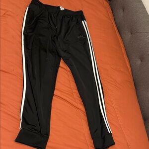 adidas Black Joggers with White Side Stripes